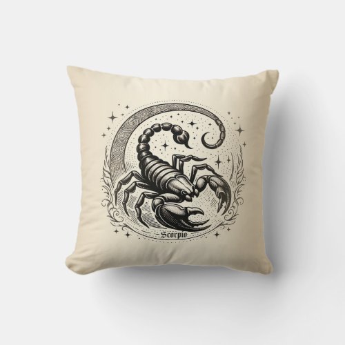 Scorpion Crescent Moon Astrology Zodiac Scorpio Throw Pillow