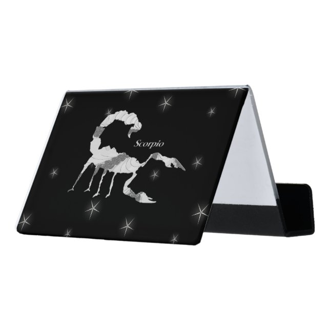 Scorpion  Design Black Desk Business Card Holder (Angled Back)