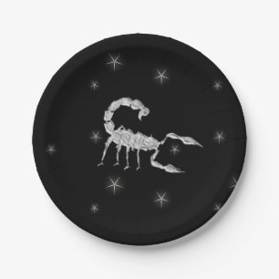 Scorpion  Design Black Paper Plates