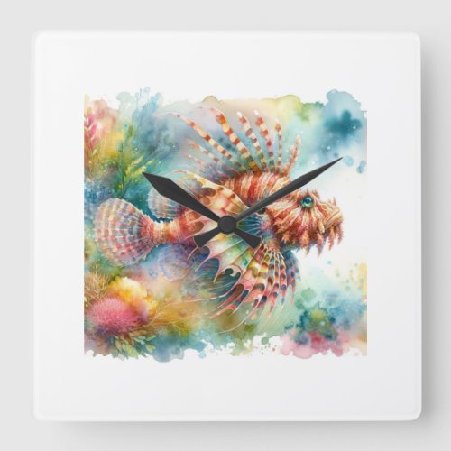 Scorpion Fish AREF1103 _ Watercolor Square Wall Clock