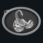 scorpion oval belt buckle<br><div class="desc">scorpion or scorpio astrological zodiac sign</div>