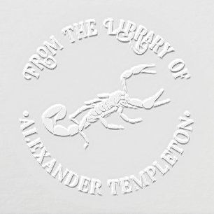 Scorpion Silhouette Round Library Book Name Embosser