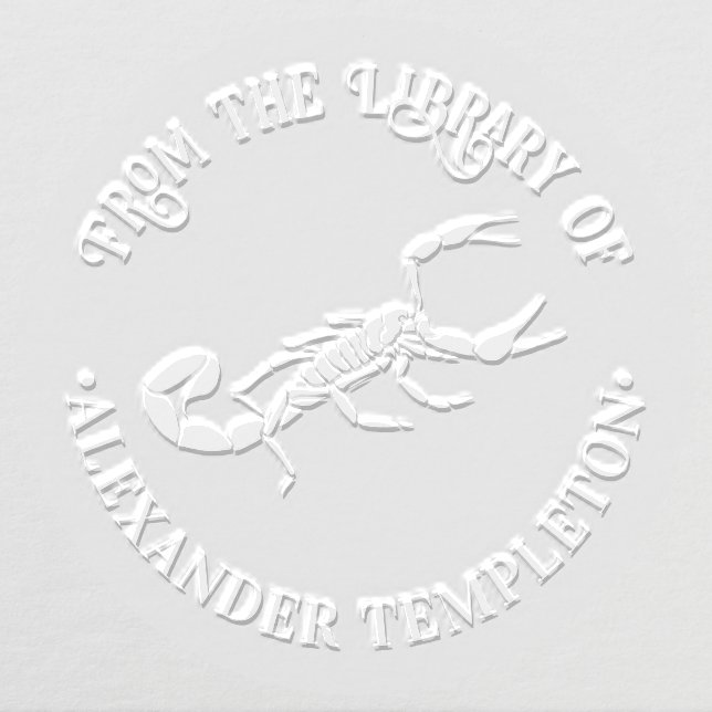 Scorpion Silhouette Round Library Book Name Embosser (Design)