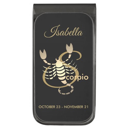 Scorpion the Scorpio  _ Personalize _ Gold Gunmetal Finish Money Clip