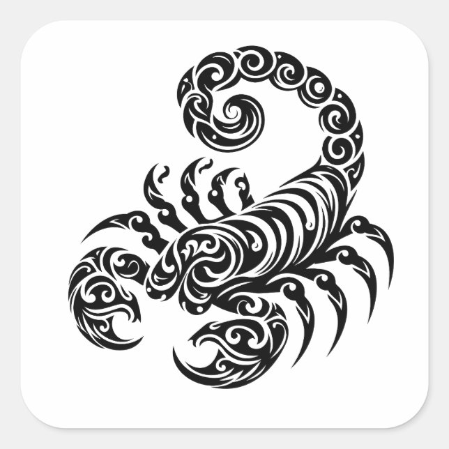 Scorpion tribal tattoo square sticker (Front)