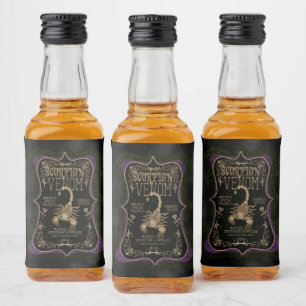 Scorpion Venom Gothic Apothecary Halloween Liquor Bottle Label