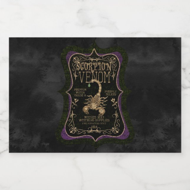 Scorpion Venom Gothic Apothecary Halloween Liquor Bottle