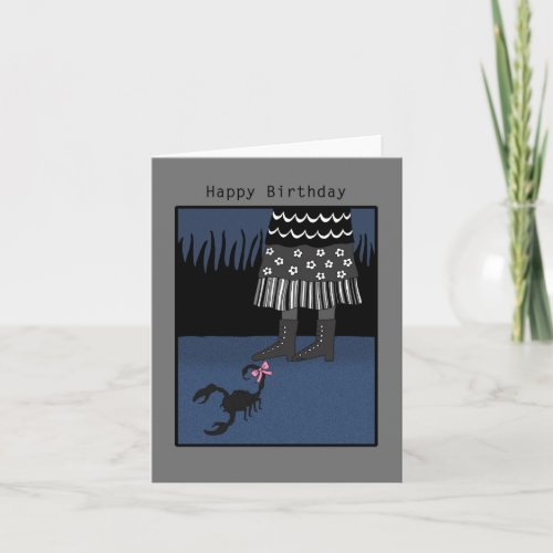 Scorpion Walk Whimsical Goth Scorpio Birthday  Card