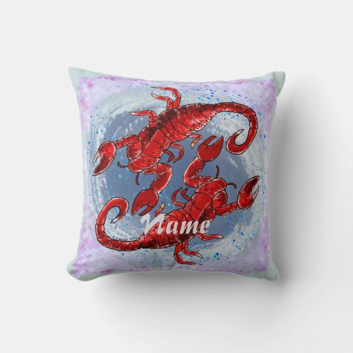 Scorpion Yin Yang custom name Throw Pillow