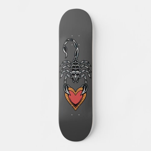 Scorpion Zodiac Sign Heart Love Dark Gray Elegant  Skateboard