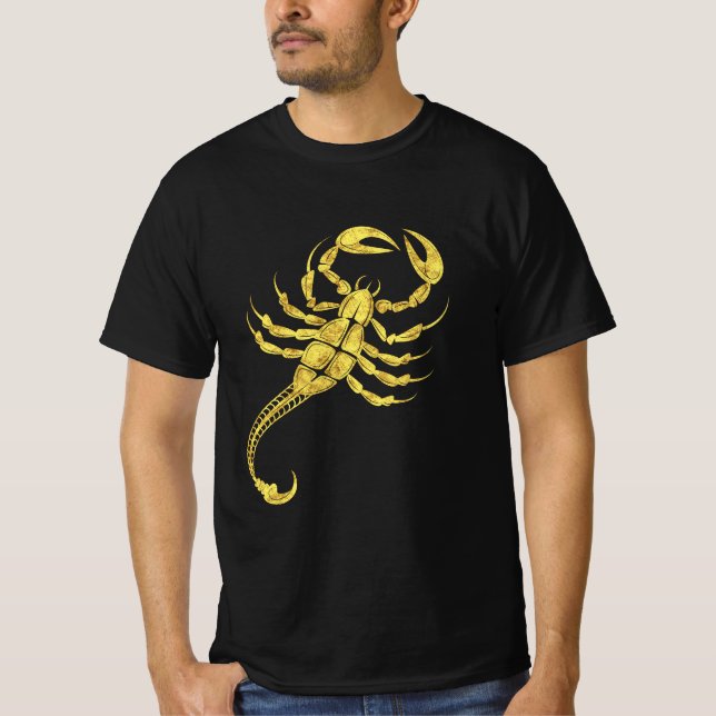 Scorpion Zodiac Sign Tribal Tattoo Illustration T-Shirt (Front)