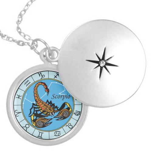 scorpion zodiac silver plated necklace