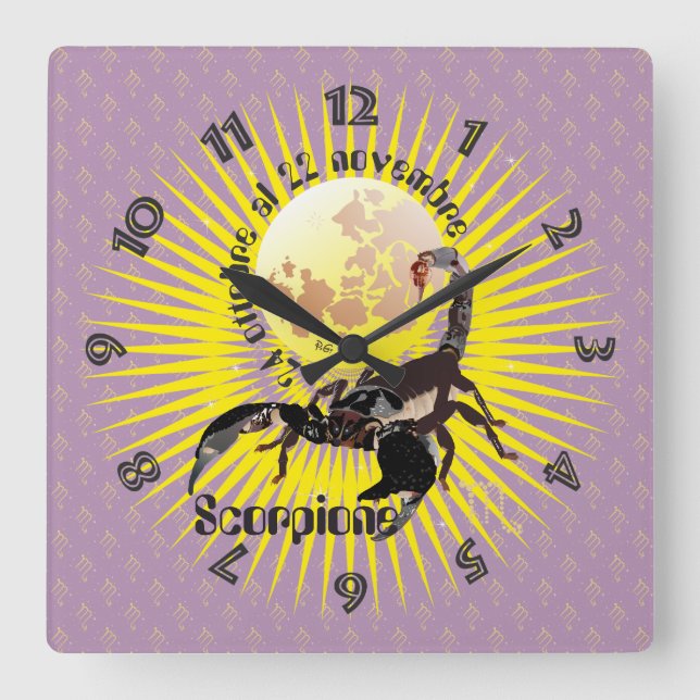 Scorpione 24 ottobre at 22 november Orologio Square Wall Clock (Front)