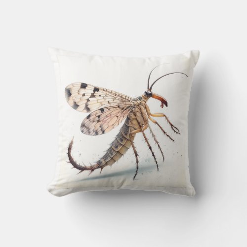Scorpionfly Elegance IREF314 _ Watercolor by John  Throw Pillow