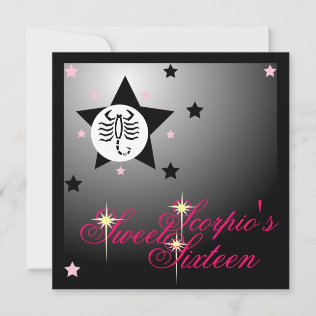 Scorpio's Zodiacal Fortune Sweet Sixteen-Customize Invitation (Front)