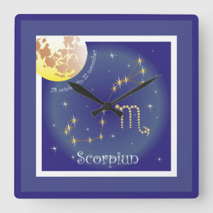 Scorpiun 24 october fin 22 November Square Wall Clock