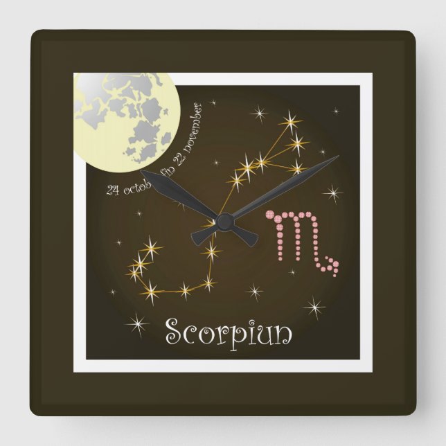 Scorpiun 24 october fin 22 november Uhr Square Wall Clock (Front)