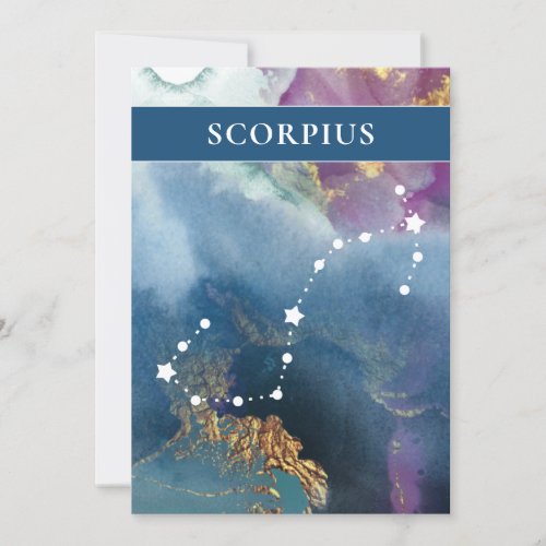 Scorpius Table Sign Celestial Watercolor Theme Invitation