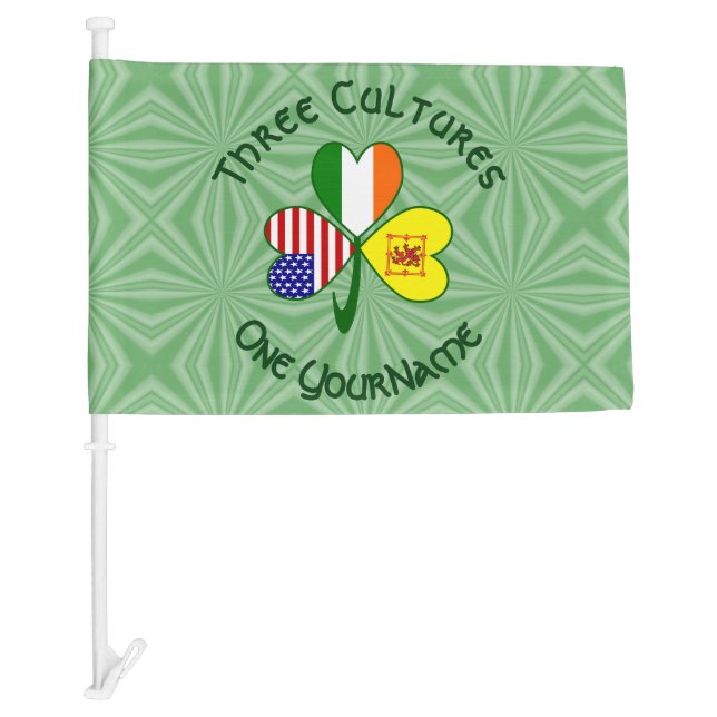 Scot Lion Irish American Flag Shamrock Personalize (Front)