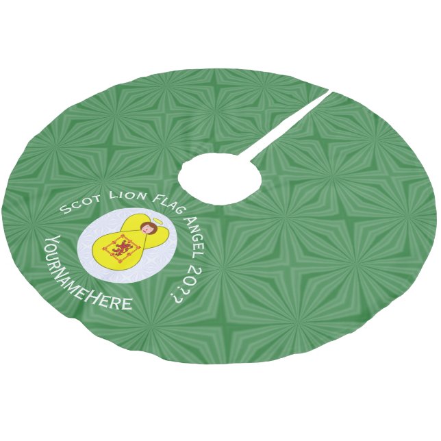Scot Lion Rampant Angel Christmas Flag Personalize Brushed Polyester Tree Skirt (Angled)