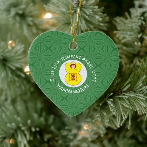 Scot Lion Rampant Angel Christmas Flag Personalize Ceramic Ornament
