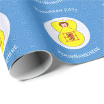 Scot Lion Rampant Angel Hanukkah Flag Personalize Wrapping Paper<br><div class="desc">Design, on personalized gift wrapping paper, has an angel wearing the Flag of Scotland Lion Rampant. Above, the words, in white letters, read, HANUKKAH 20??. Below, a place for a name, yours, for a personalized look, or, your gift recipient's for a thoughtful gift wrap. The angel sits on a circle...</div>