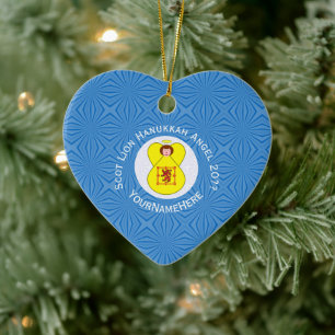 Scot Lion Rampant Angel Hanukkah Flag Personalized Ceramic Ornament