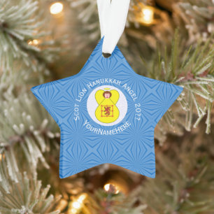 Scot Lion Rampant Angel Hanukkah Flag Personalized Ornament