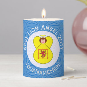 Scot Lion Rampant Angel Hanukkah Flag Personalized Pillar Candle