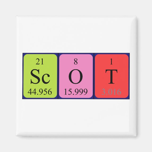 Scot periodic table name magnet (Front)