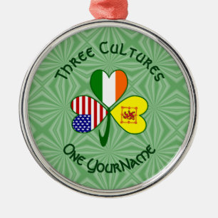 Scot Rampant Irish Flags Shamrock Personalize Text Metal Ornament