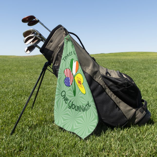 Scot Rampant USA Ireland Flags Shamrock Personal Golf Towel (Green)