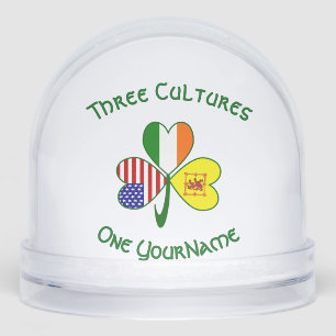 Scot Rampant USA Ireland Flags Shamrock Personal Snow Globe