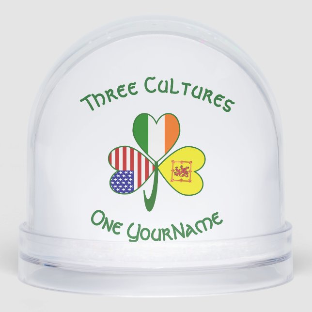 Scot Rampant USA Ireland Flags Shamrock Personal Snow Globe (Front)