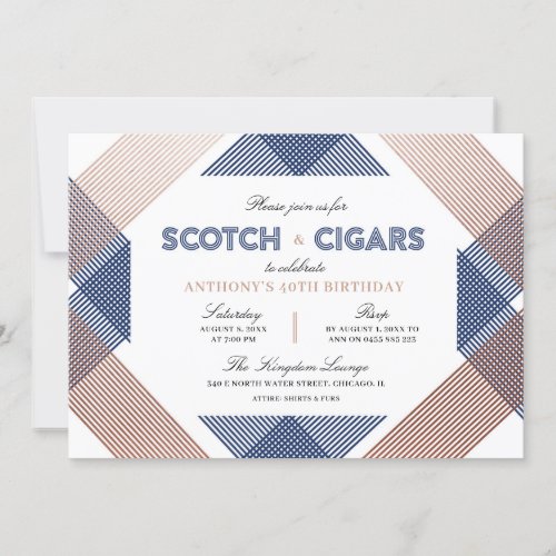 Scotch and Cigars Mens Birthday Invitation