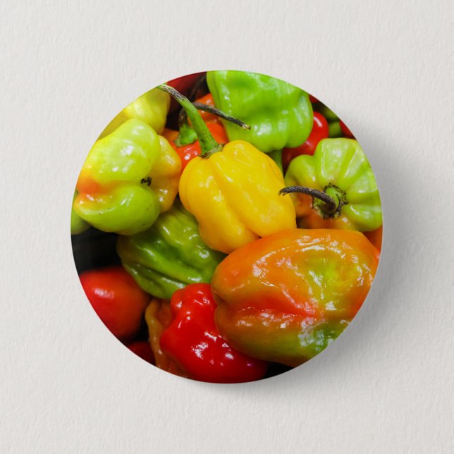 Scotch Bonnet Chili Peppers Pinback Button (Front)