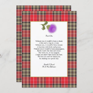 Scotch Clan Tartan Wedding Poem Thank You Invitation