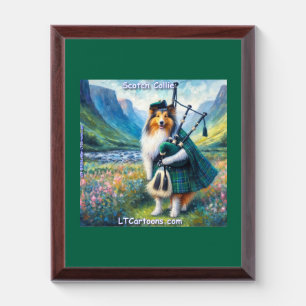 Scotch Collie Serenade – Bagpipes & Tartan Whimsy Award Plaque