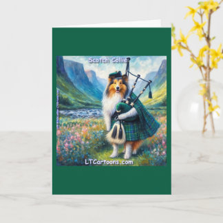 Scotch Collie Serenade – Bagpipes & Tartan Whimsy Card