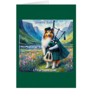 Scotch Collie Serenade – Bagpipes & Tartan Whimsy Cards