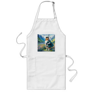 Scotch Collie Serenade – Bagpipes & Tartan Whimsy Long Apron