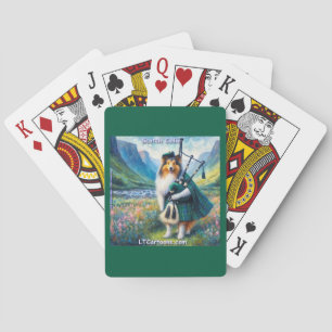 Scotch Collie Serenade – Bagpipes & Tartan Whimsy Poker Cards