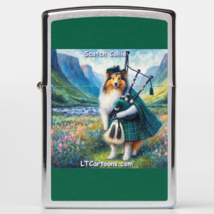Scotch Collie Serenade – Bagpipes & Tartan Whimsy Zippo Lighter