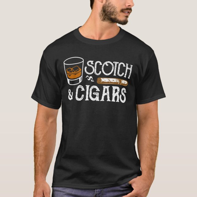 Scotch Whisky Cigar Clothing Funny Gifts T-Shirt (Front)