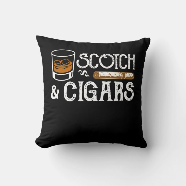 Scotch Whisky Cigar Clothing Funny Gifts Throw Pillow (Front)