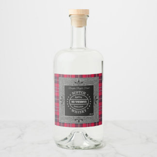 Scotch Whisky Red Tartan Liquor Bottle Label