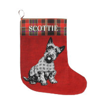 XL Scottish Terrier Christmas Stocking Scotty Scottie Dog Red Velvet Deluxe NEW 