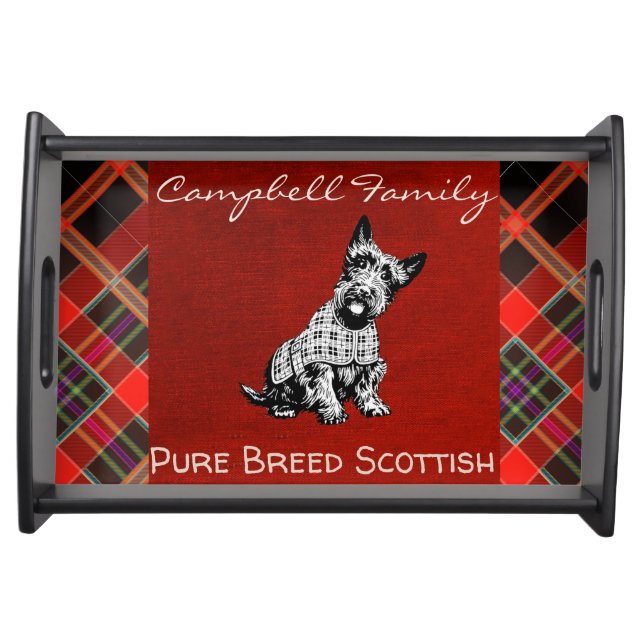 SCOTISH TERRIER DOG, TARTAN OR PLAID,  SCOTTIE SERVING TRAY (Front)