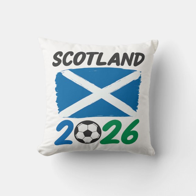 Scotland 2026 Soccer Fan Design / Saltire and Foot Throw Pillow (Front)