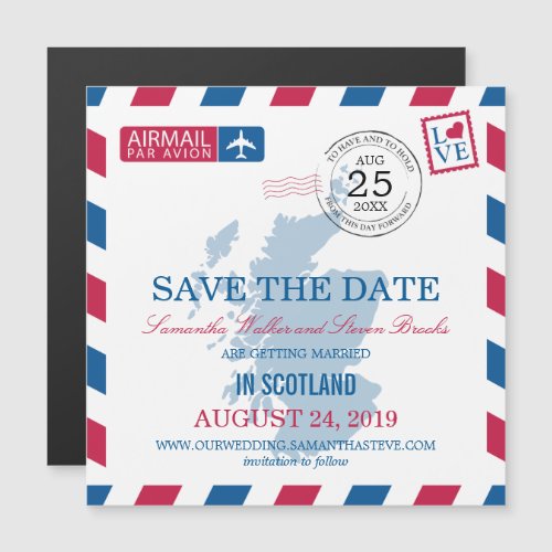 Scotland Airmail Save the Date Magnetic Invitation